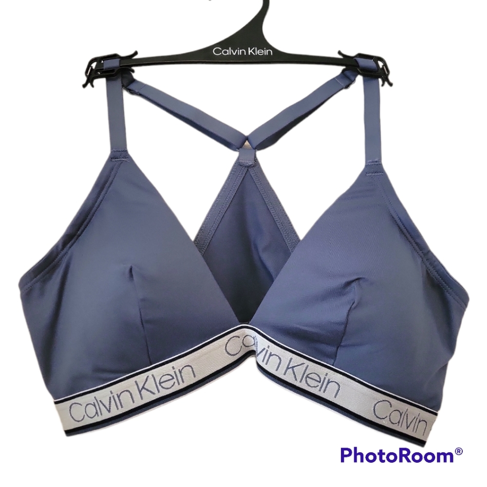 CALVIN KLEIN Triangle Bralette, Large, Denim Blue, NWT